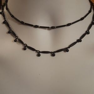 Express black metal choker necklace new